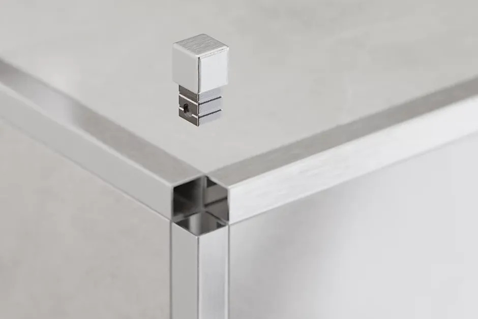 Finition angulaire rectifiée PQS en acier inoxydable pour profils Argent satiné - 12 mm x 12 mm-Ilcom Discount