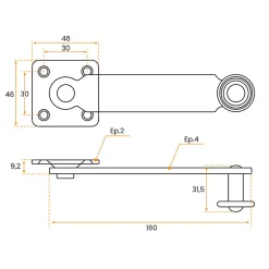 Fléau de Persienne, avec Support, Aluminium, Noir, Longueur 160, pour Volet Battant-Torbel Discount