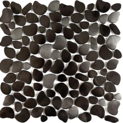 Carrelage Signature Galet Inox Noir Autobloquant - vendu par plaque de 30.5x30.5 cm-