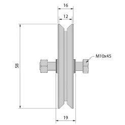 Galet 60 mm à gorge en V 12 mm - 100 kg-Slid’Up By Mantion Clearance