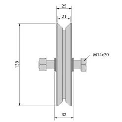 Slid’Up By Mantion Galet 140 mm à gorge en V 21 mm - 250 kg