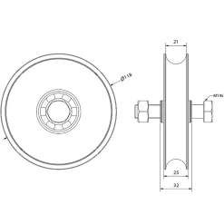 Slid’Up By Mantion Galet 120 mm en INOX à gorge ronde 21 mm - 500 kg