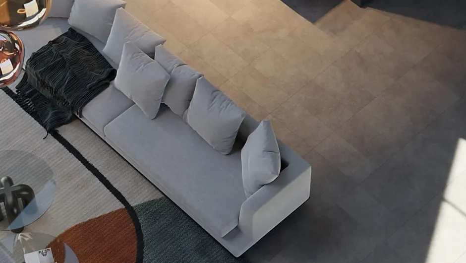 GAMME PRO - DALLE CLIPSABLE TRÈS HAUTE RÉSISTANCE AVEC SOUS-COUCHE INTEGREE. CIMENT TAUPE-Pack T3 (44m²)-Samklic Outlet