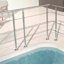 Garde corps en inox 304 a 3 traverses Longueur 200 cm Fixation a plat pour terrasse ou escalier-Saniland Discount