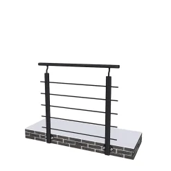 Garde-corps - Aluminium Noir - 100cm - Avec 5 traverses et 1 main courante - Pour intérieur et extérieur - Fixation latérale-AICA Sanitaire Best