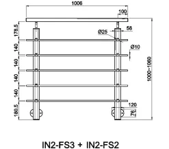 Garde-corps - Aluminium Noir - 100cm - Avec 5 traverses et 1 main courante - Pour intérieur et extérieur - Fixation latérale-AICA Sanitaire Best