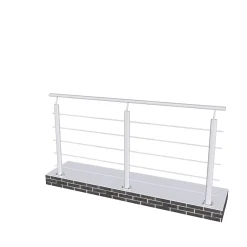 Garde-corps - Pour intérieur et extérieur - Aluminium argenté - Avec 5 traverses et 1 main courante - 200cm - Fixation à plat-AICA Sanitaire Clearance