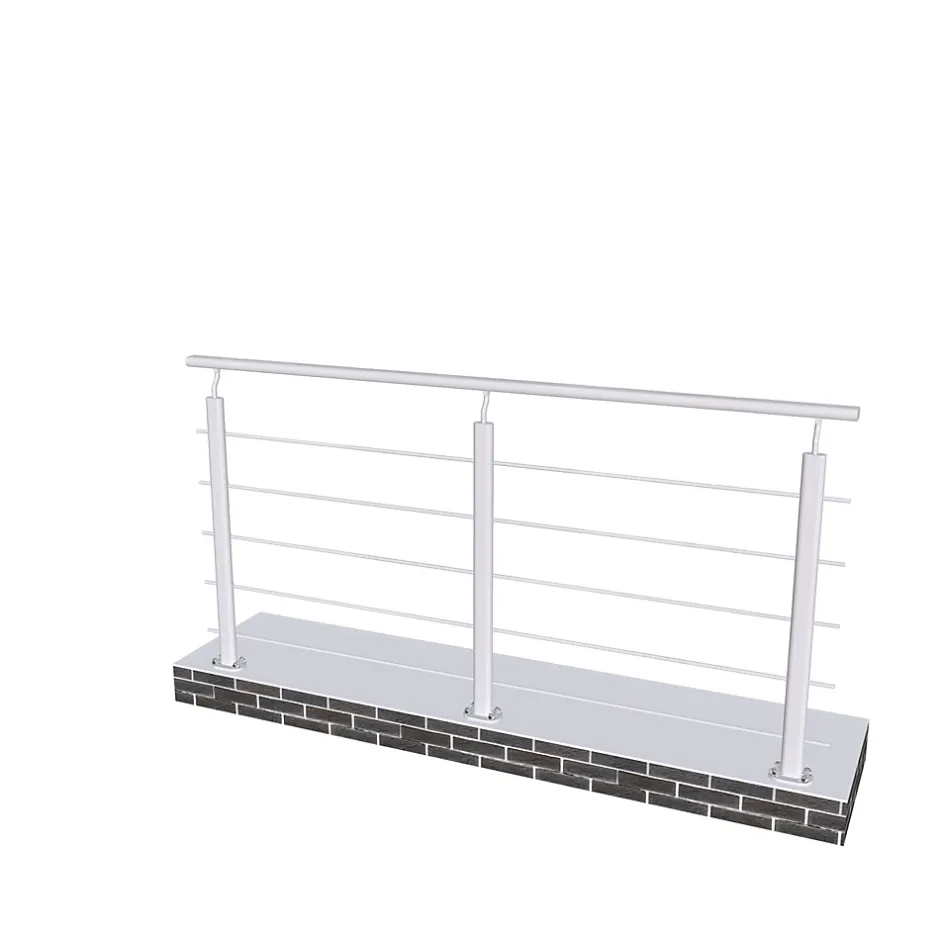 Garde-corps - Pour intérieur et extérieur - Aluminium argenté - Avec 5 traverses et 1 main courante - 200cm - Fixation à plat-AICA Sanitaire Clearance