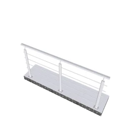 Garde-corps - Pour intérieur et extérieur - Aluminium argenté - Avec 5 traverses et 1 main courante - 200cm - Fixation à plat-AICA Sanitaire Clearance