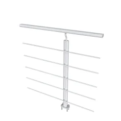 Garde-corps - Pour intérieur et extérieur - Aluminium argenté - Avec 5 traverses et 1 main courante - 200cm - Fixation à plat-AICA Sanitaire Clearance