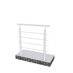 AICA Sanitaire Garde-corps - Pour intérieur et extérieur - Aluminium argenté - Avec 5 traverses et 1 main courante - 100cm - Fixation à plat