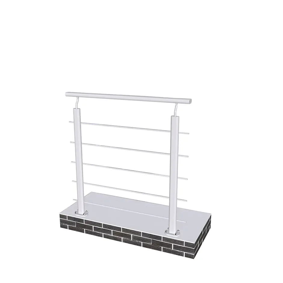 AICA Sanitaire Garde-corps - Pour intérieur et extérieur - Aluminium argenté - Avec 5 traverses et 1 main courante - 100cm - Fixation à plat