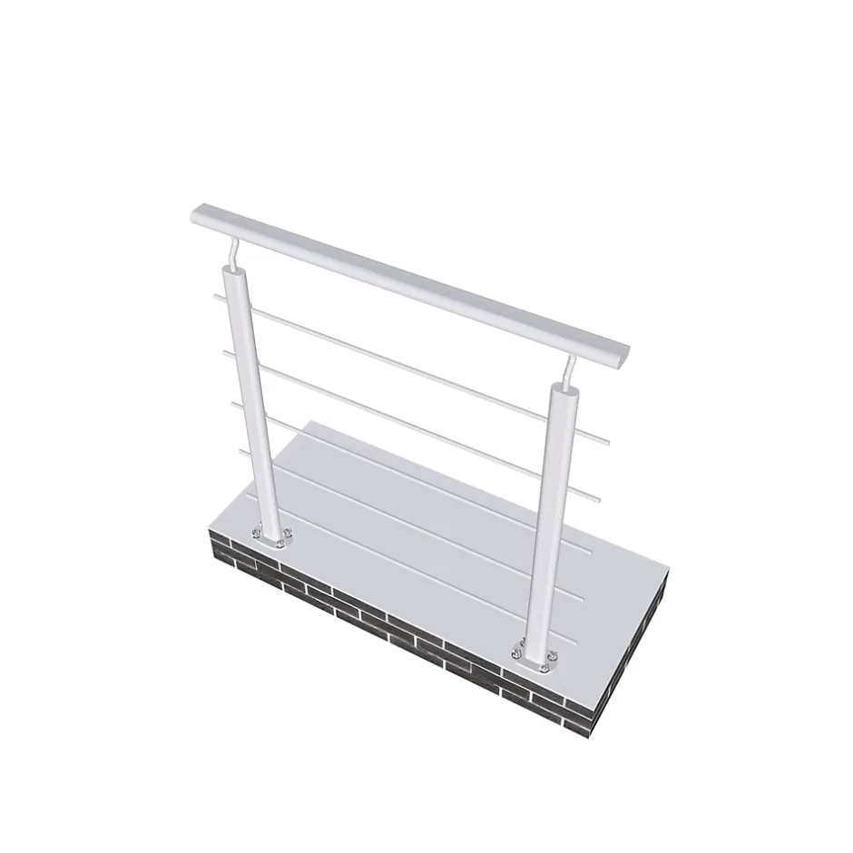 AICA Sanitaire Garde-corps - Pour intérieur et extérieur - Aluminium argenté - Avec 5 traverses et 1 main courante - 100cm - Fixation à plat