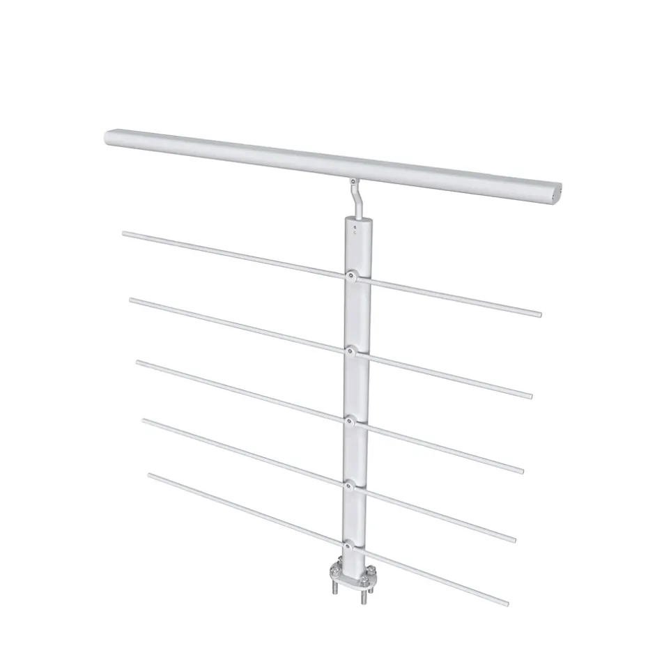 AICA Sanitaire Garde-corps - Pour intérieur et extérieur - Aluminium argenté - Avec 5 traverses et 1 main courante - 100cm - Fixation à plat