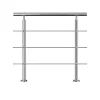 Garde-corps avec main courante, 80cm, en acier inoxydable 304, garde-corps avec 3 traverses, pour intérieur et extérieur-AICA Sanitaire Outlet