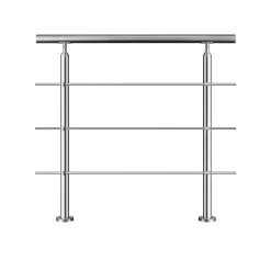 Garde-corps avec main courante, 80cm, en acier inoxydable 304, garde-corps avec 3 traverses, pour intérieur et extérieur-AICA Sanitaire Outlet