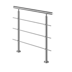 Garde-corps avec main courante, 80cm, en acier inoxydable 304, garde-corps avec 3 traverses, pour intérieur et extérieur-AICA Sanitaire Outlet