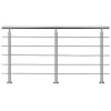 AICA Sanitaire Garde-corps avec main courante, 200cm, en acier inoxydable 304, garde-corps avec 5 traverses, pour intérieur et extérieur