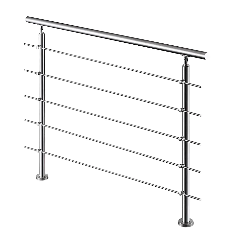 Garde-corps avec main courante, 120cm, en acier inoxydable 304, garde-corps avec 5 traverses, pour intérieur et extérieur-AICA Sanitaire Sale