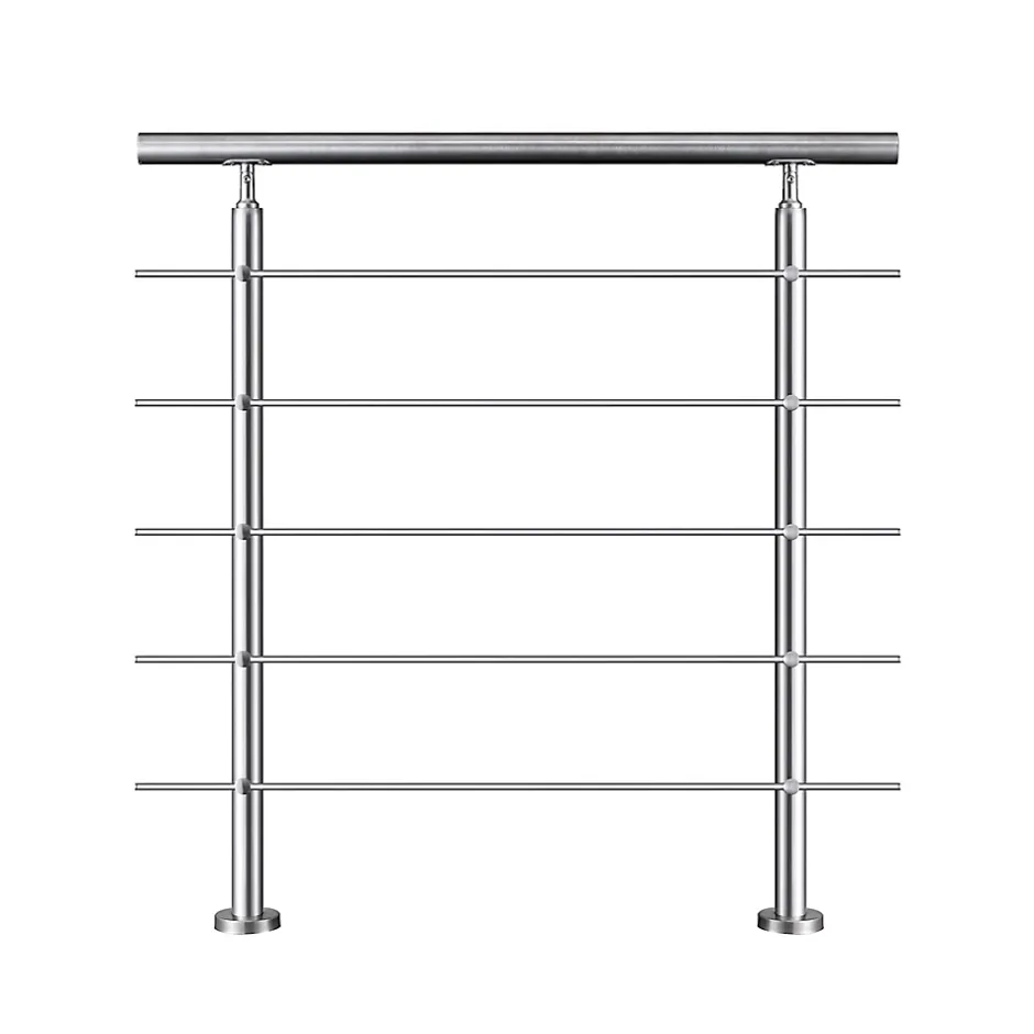 Garde-corps avec main courante, 80cm, en acier inoxydable 304, garde-corps avec 5 traverses, pour intérieur et extérieur-AICA Sanitaire