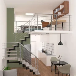 Garde-corps avec main courante, 80cm, en acier inoxydable 304, garde-corps avec 5 traverses, pour intérieur et extérieur-AICA Sanitaire