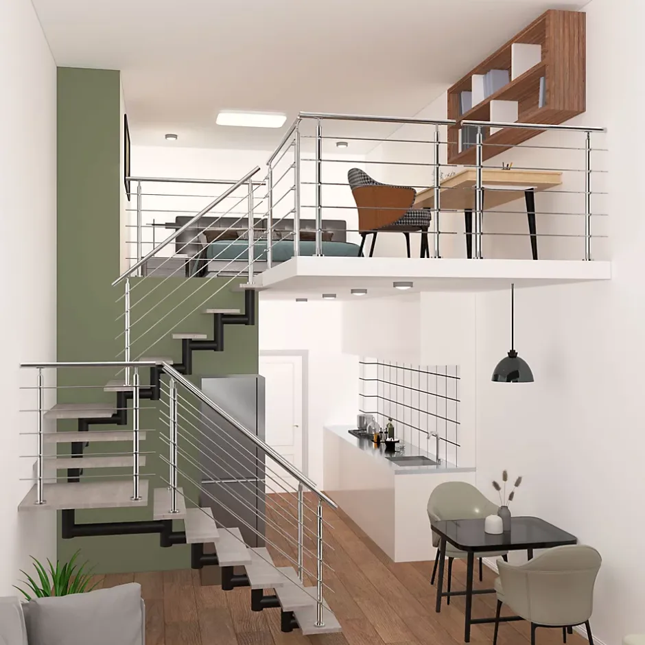 Garde-corps avec main courante, 80cm, en acier inoxydable 304, garde-corps avec 5 traverses, pour intérieur et extérieur-AICA Sanitaire