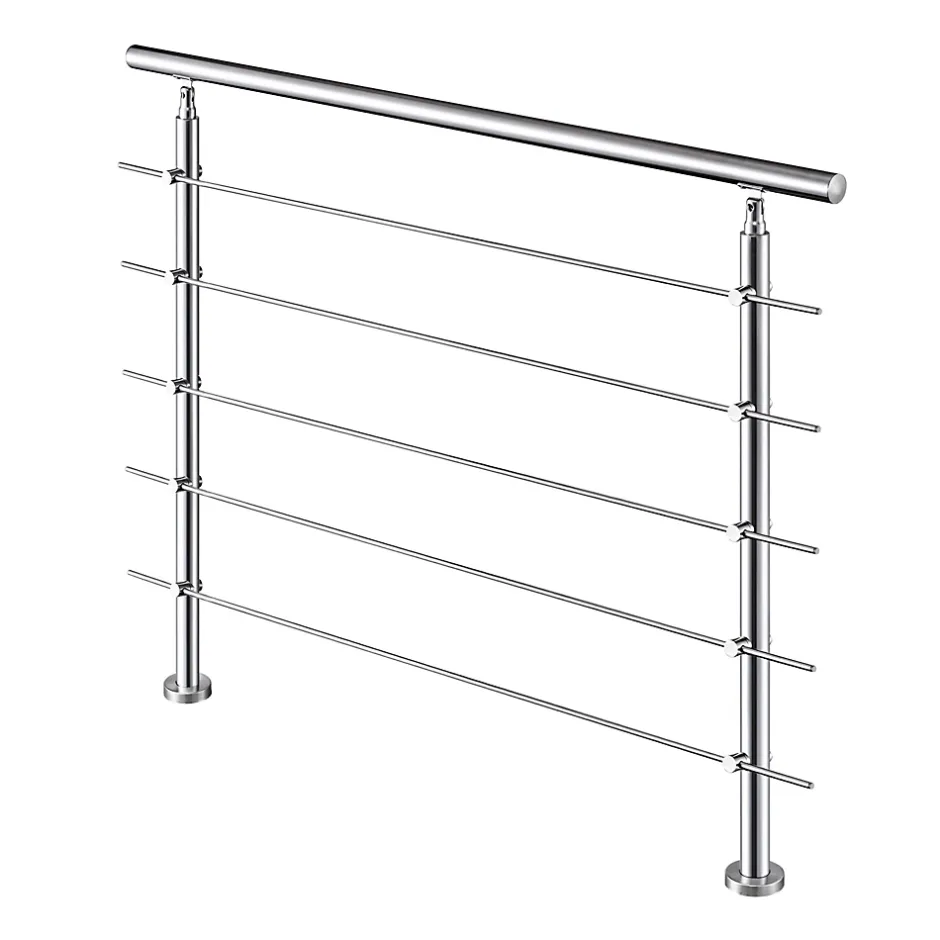 AICA Sanitaire Garde-corps 180cm avec main courante, en acier inoxydable 201, pour intérieur et extérieur, garde-corps avec 5 traverses