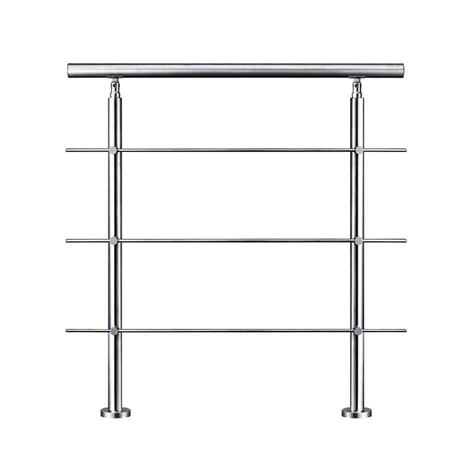 Garde-corps 80cm avec main courante, en acier inoxydable 201, pour intérieur et extérieur, garde-corps avec 3 traverses-AICA Sanitaire Clearance