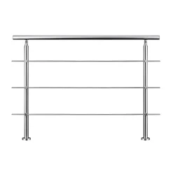 Garde-corps 180cm avec main courante, en acier inoxydable 201, pour intérieur et extérieur, garde-corps avec 3 traverses-AICA Sanitaire Outlet