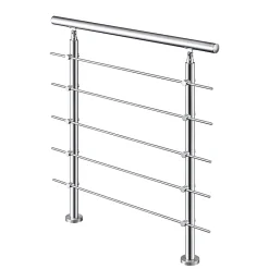 Garde-corps 80cm avec main courante, en acier inoxydable 201, pour intérieur et extérieur, garde-corps avec 5 traverses-AICA Sanitaire New