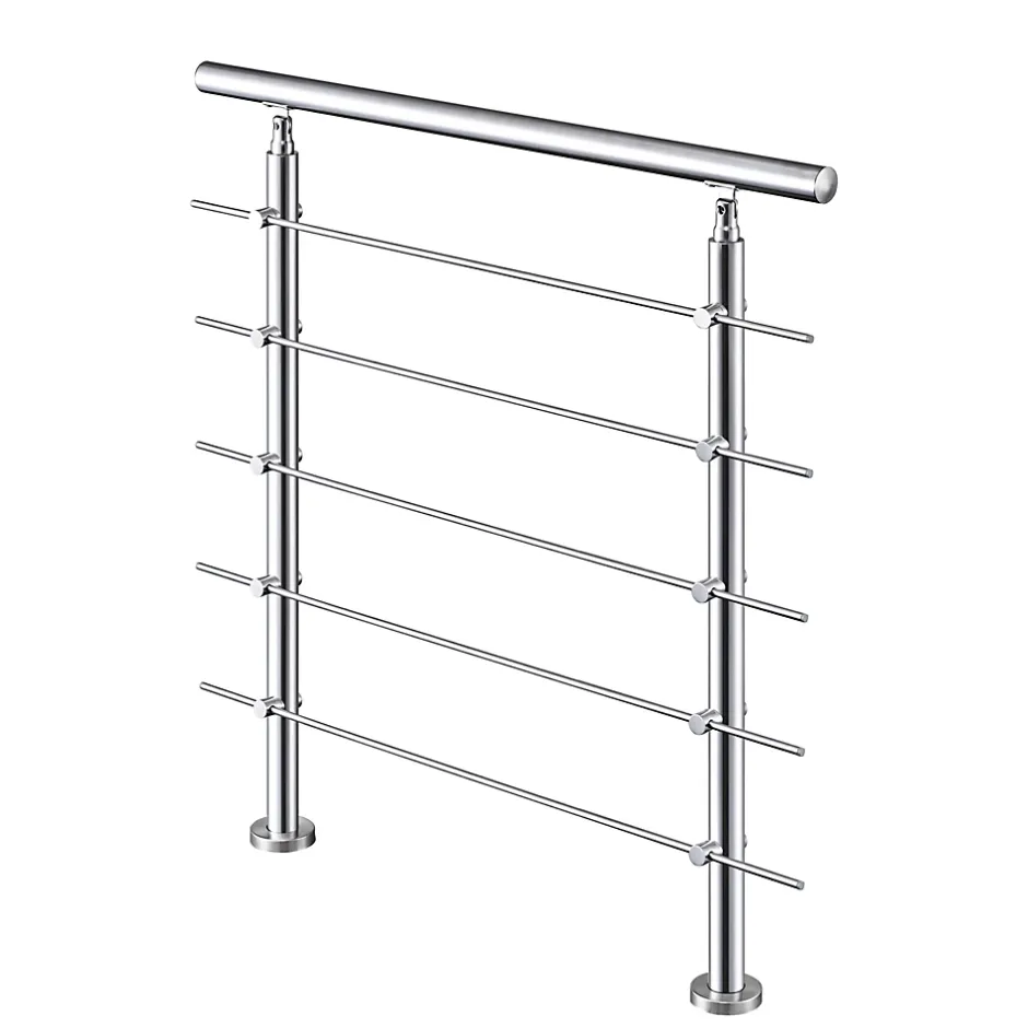 Garde-corps 80cm avec main courante, en acier inoxydable 201, pour intérieur et extérieur, garde-corps avec 5 traverses-AICA Sanitaire New