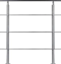Garde-corps 80cm avec main courante, en acier inoxydable 201, pour intérieur et extérieur, garde-corps avec 3 traverses-Nature Pro Outlet