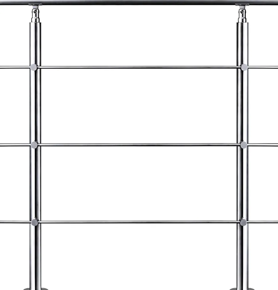 Garde-corps 80cm avec main courante, en acier inoxydable 201, pour intérieur et extérieur, garde-corps avec 3 traverses-Nature Pro Outlet