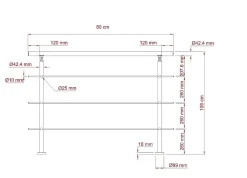Garde-corps 80cm avec main courante, en acier inoxydable 201, pour intérieur et extérieur, garde-corps avec 3 traverses-Nature Pro Outlet