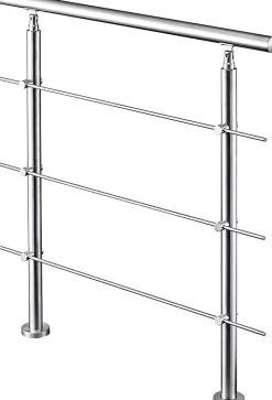 Garde-corps 80cm avec main courante, en acier inoxydable 201, pour intérieur et extérieur, garde-corps avec 3 traverses-Nature Pro Outlet