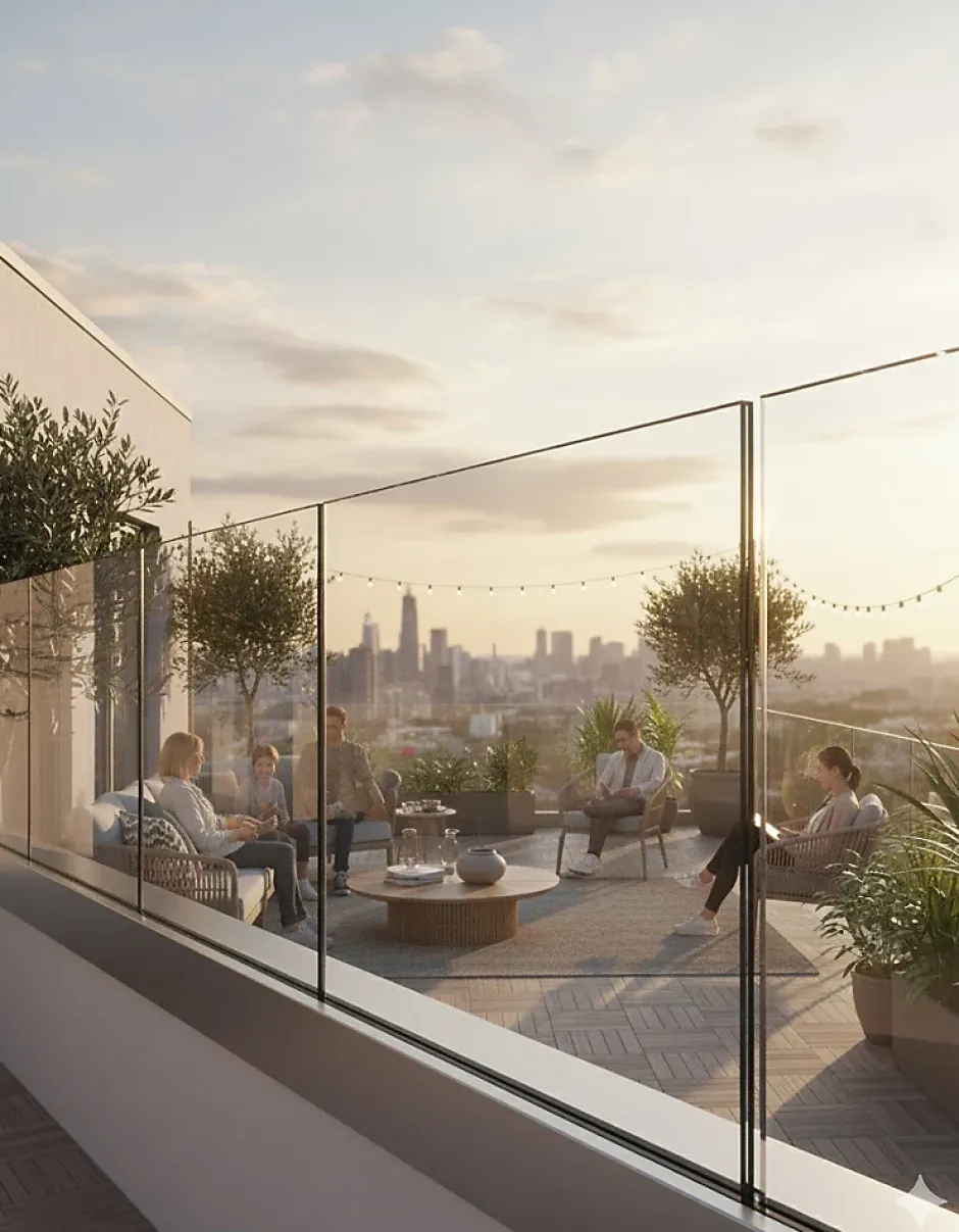 Garde-corps en verre SB360 réglable sur mesure - Anodisé-Sbalu Outlet