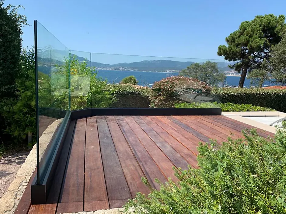 Sbalu Garde-corps en verre SB360 réglable sur mesure - Thermolaqué 7016