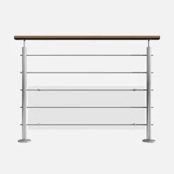 Garde-corps inox main courante bois gris pose à plat, Inoca-Kordo Online