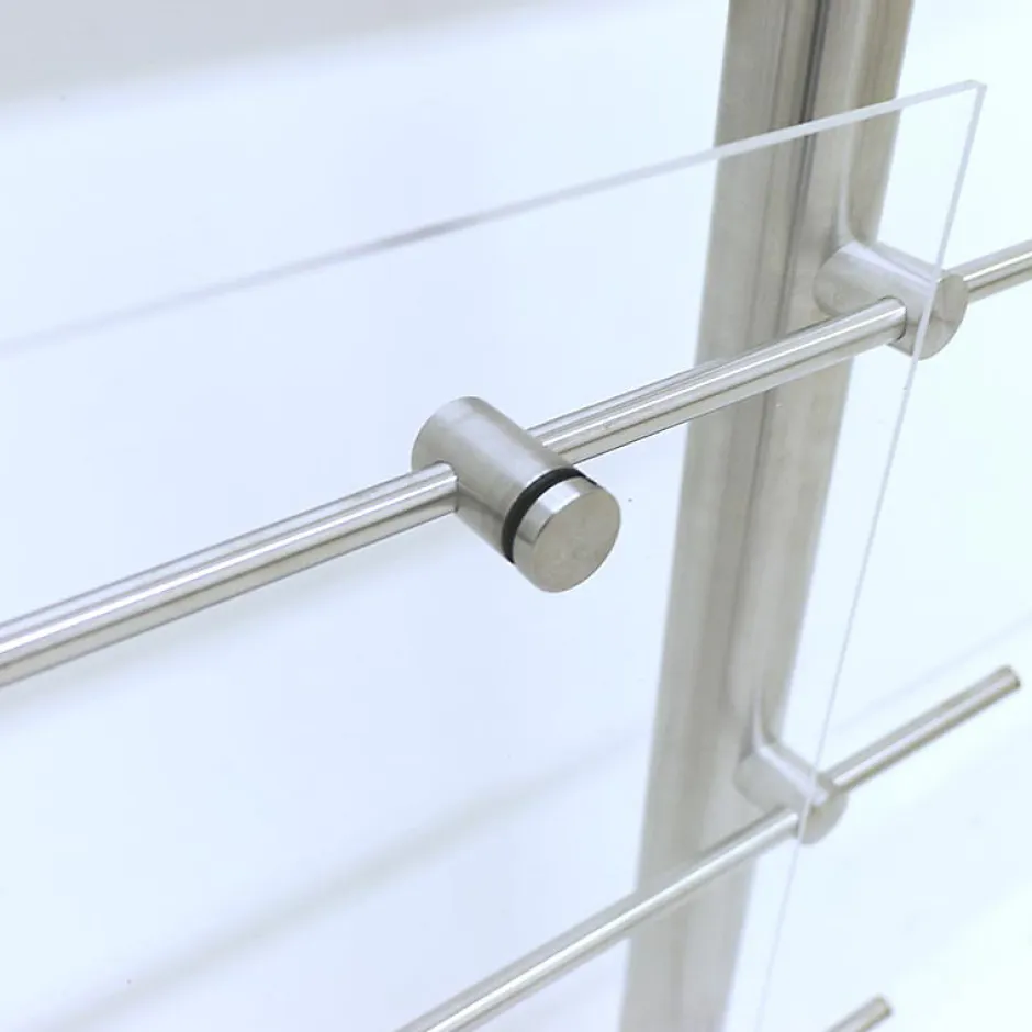 Garde-corps inox main courante bois gris pose à plat, Inoca-Kordo Online