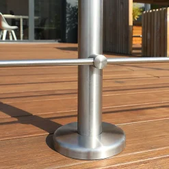 Garde-corps inox main courante bois gris pose à plat, Inoca-Kordo Online