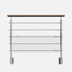 Kordo Garde-corps inox main courante bois gris pose latérale, Inoca