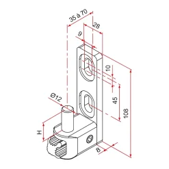 Tirard Gond de portail MULTIFIX L à axe réglable de 35 à 70mm pivot diamètre 12mm - - NA619027