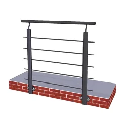 Kit Balustrade 1ml garde-corps avec 5 barreaux fixation à l'anglaise en aluminium noir mat-Grand Verre Sale