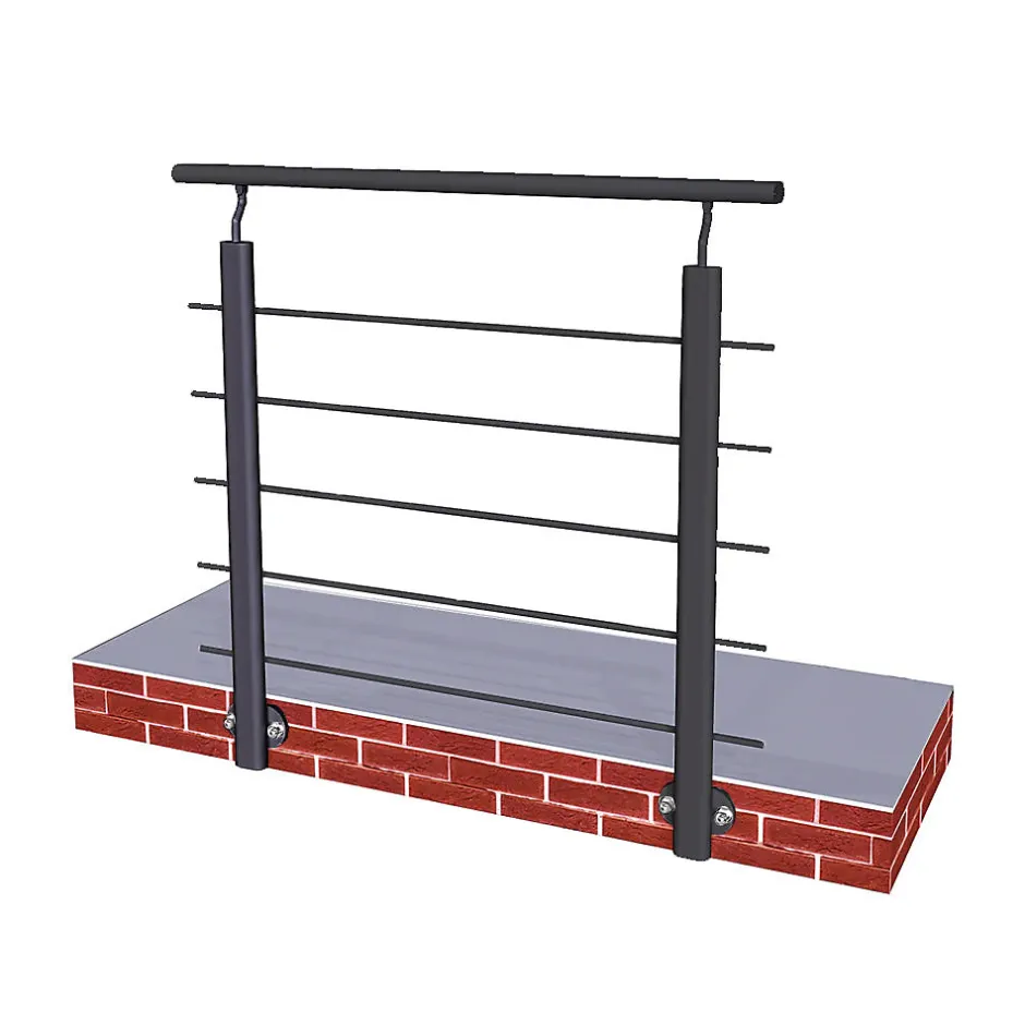 Kit Balustrade 1ml garde-corps avec 5 barreaux fixation à l'anglaise en aluminium noir mat-Grand Verre Sale