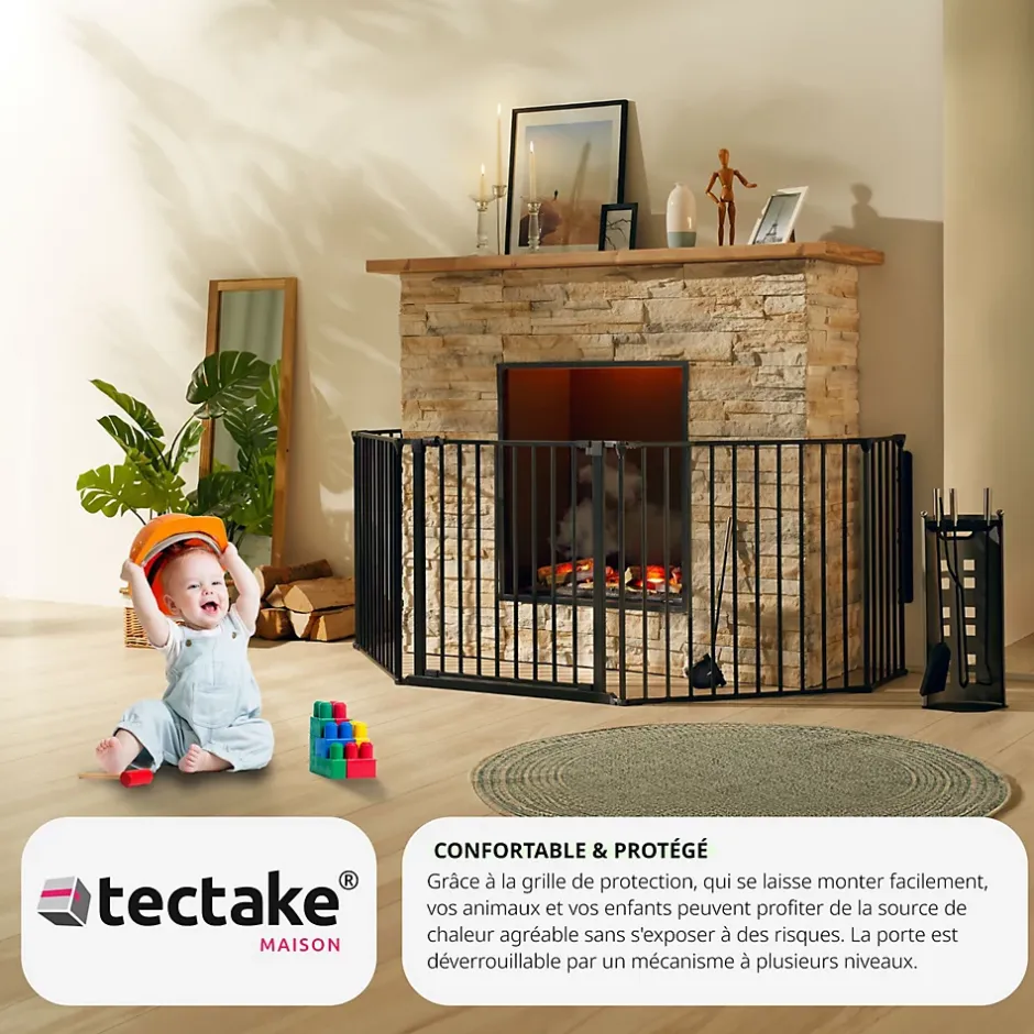 Grille de protection pour cheminée, barrière de sécurité enfant bébé-Tectake Discount