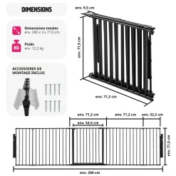 Grille de protection pour cheminée, barrière de sécurité enfant bébé-Tectake Discount