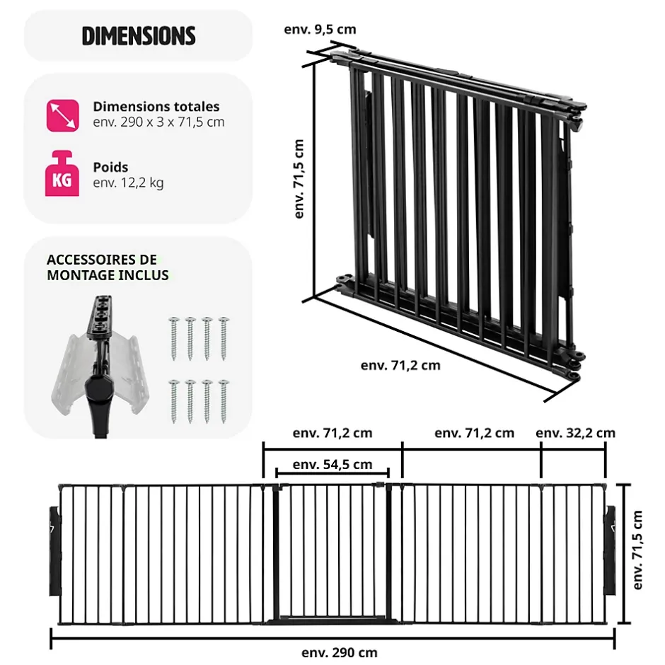 Grille de protection pour cheminée, barrière de sécurité enfant bébé-Tectake Discount