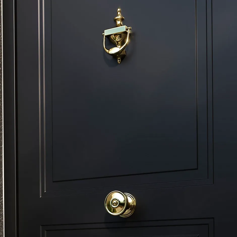 Heurtoir de porte extérieur Tudy effet laiton doré H.180 mm x l.97 mm-GoodHome Online