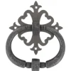 Secury-T Heurtoir de porte fer sur rosace carré ajourée vieil argent argent antique