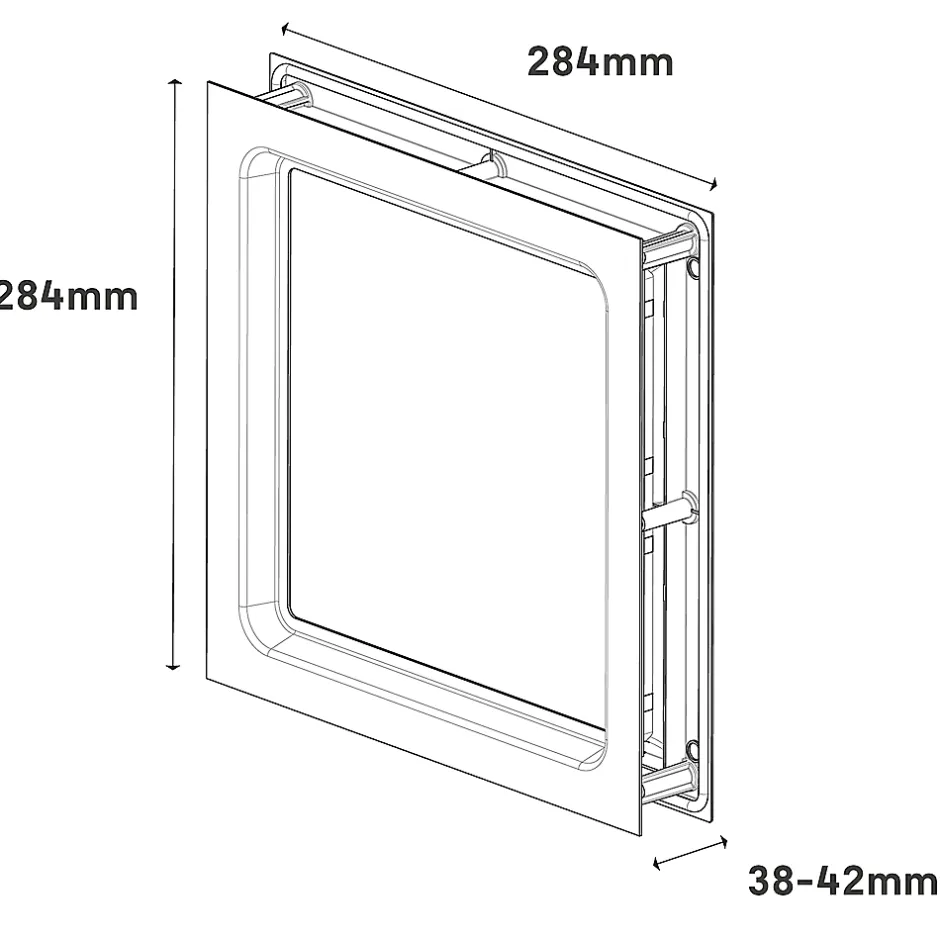 GoodHome Hublot pour porte de garage carré en acier inoxydable argenté l.28,4 x H.28,4 cm